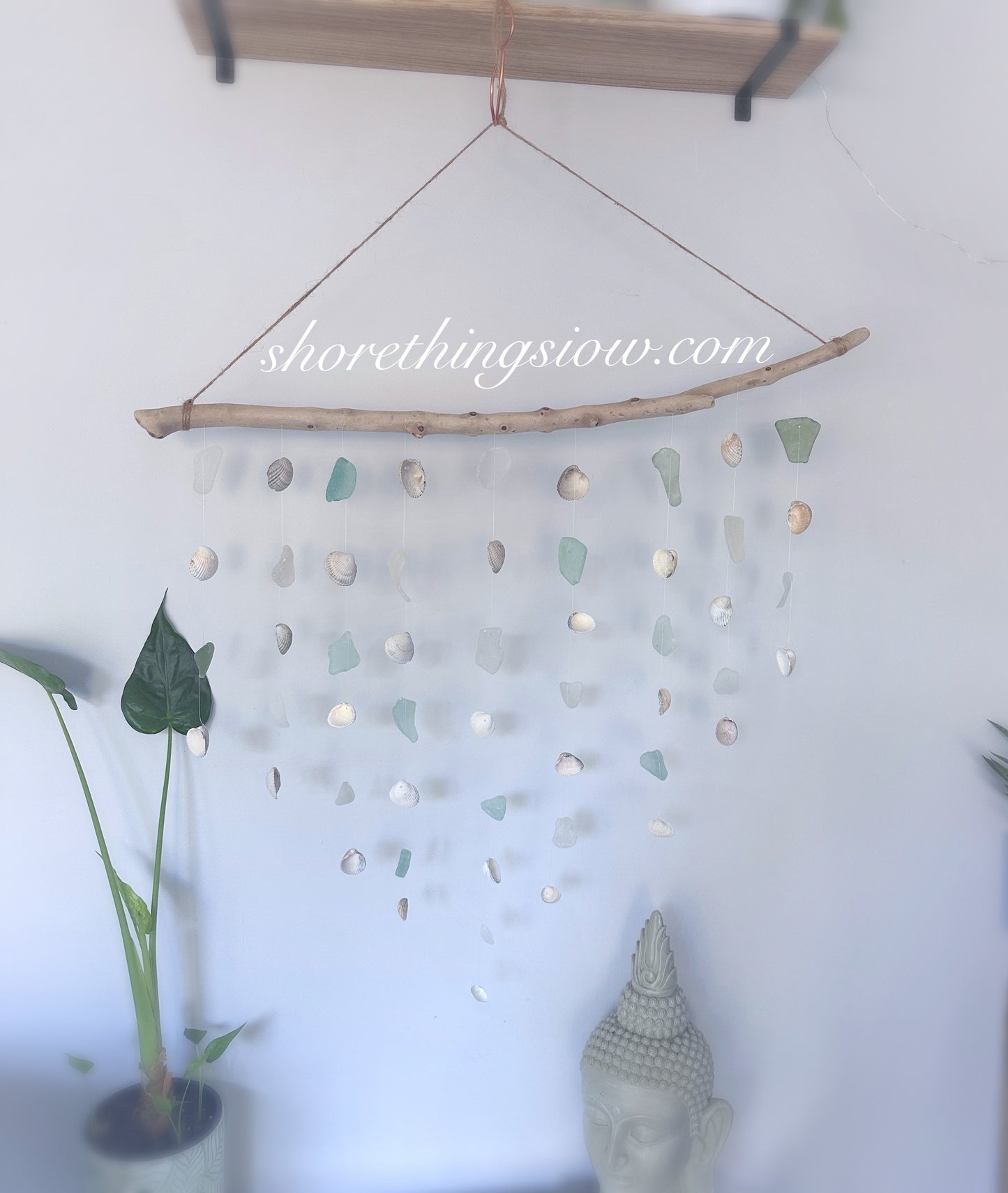 Large Sea Glass, Sea Shell & Driftwood Mobile