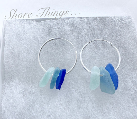 Sea Glass .925 hoops earrings