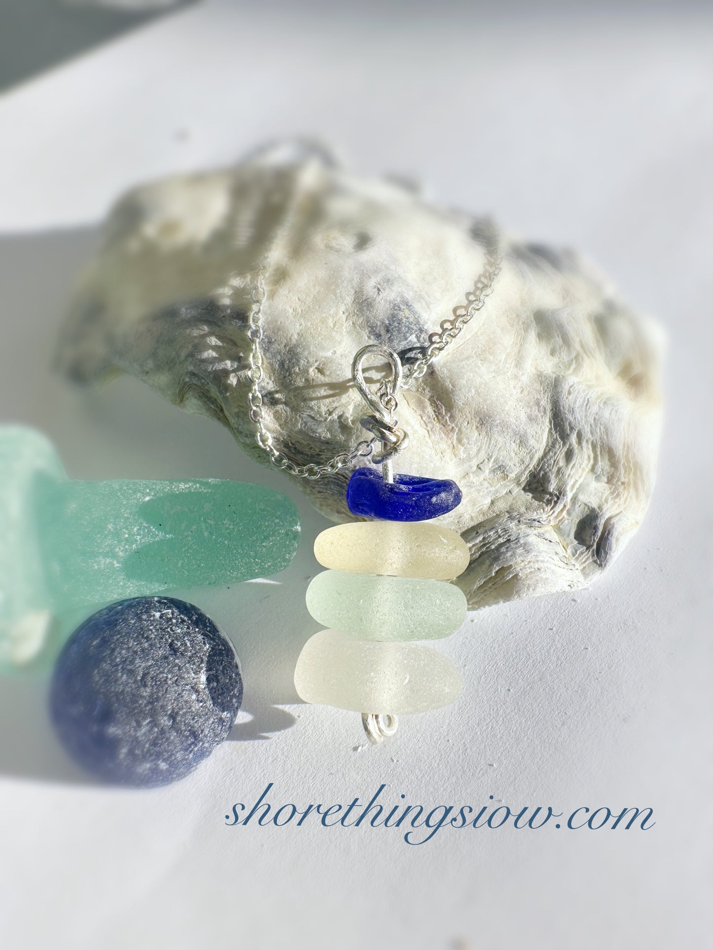 Sea Glass Stack Necklace 16”