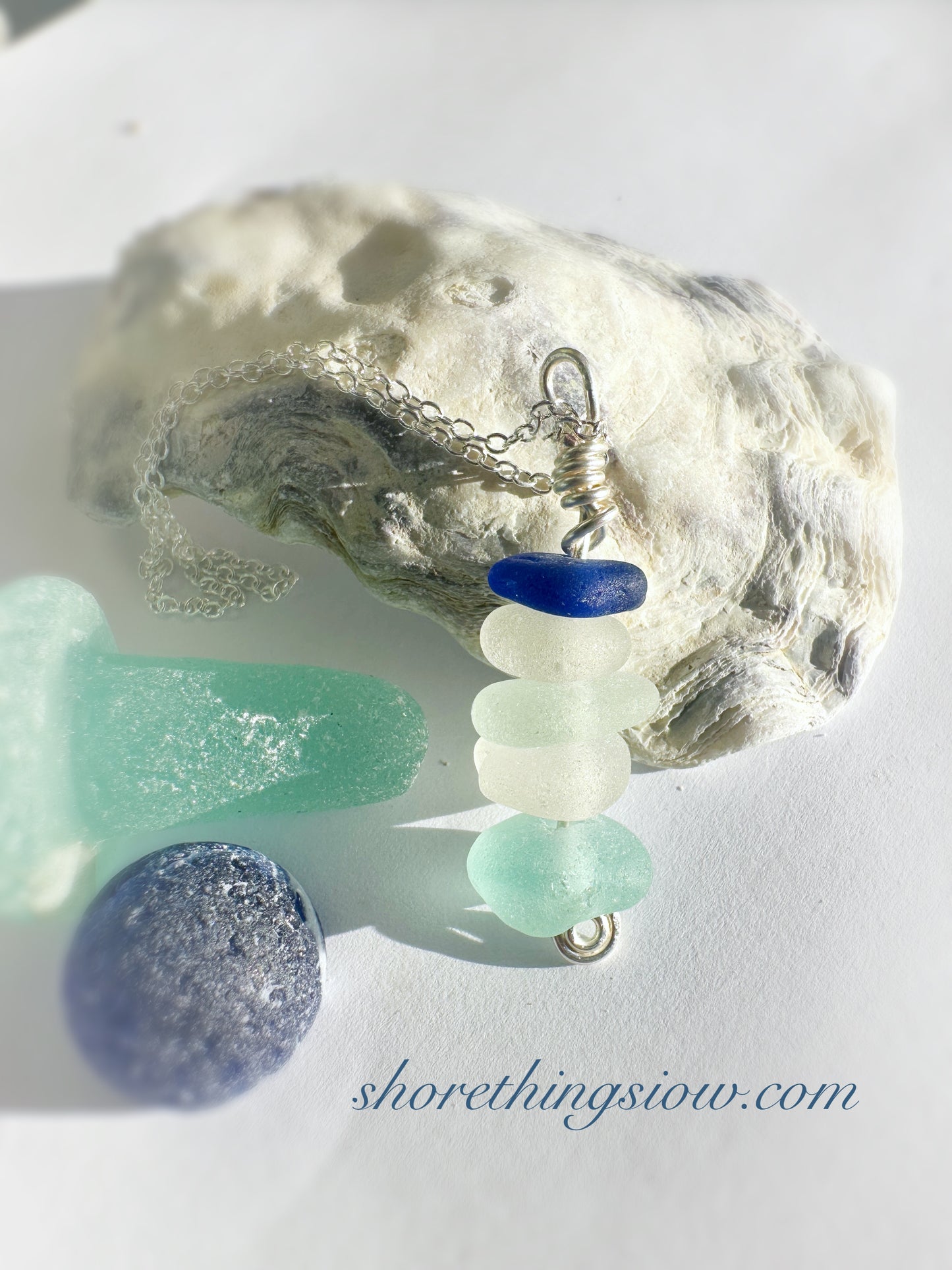 Sea Glass Stack Necklace 16”