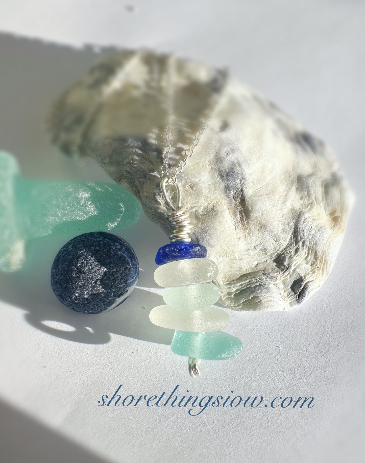 Sea Glass Stack Necklace 16”