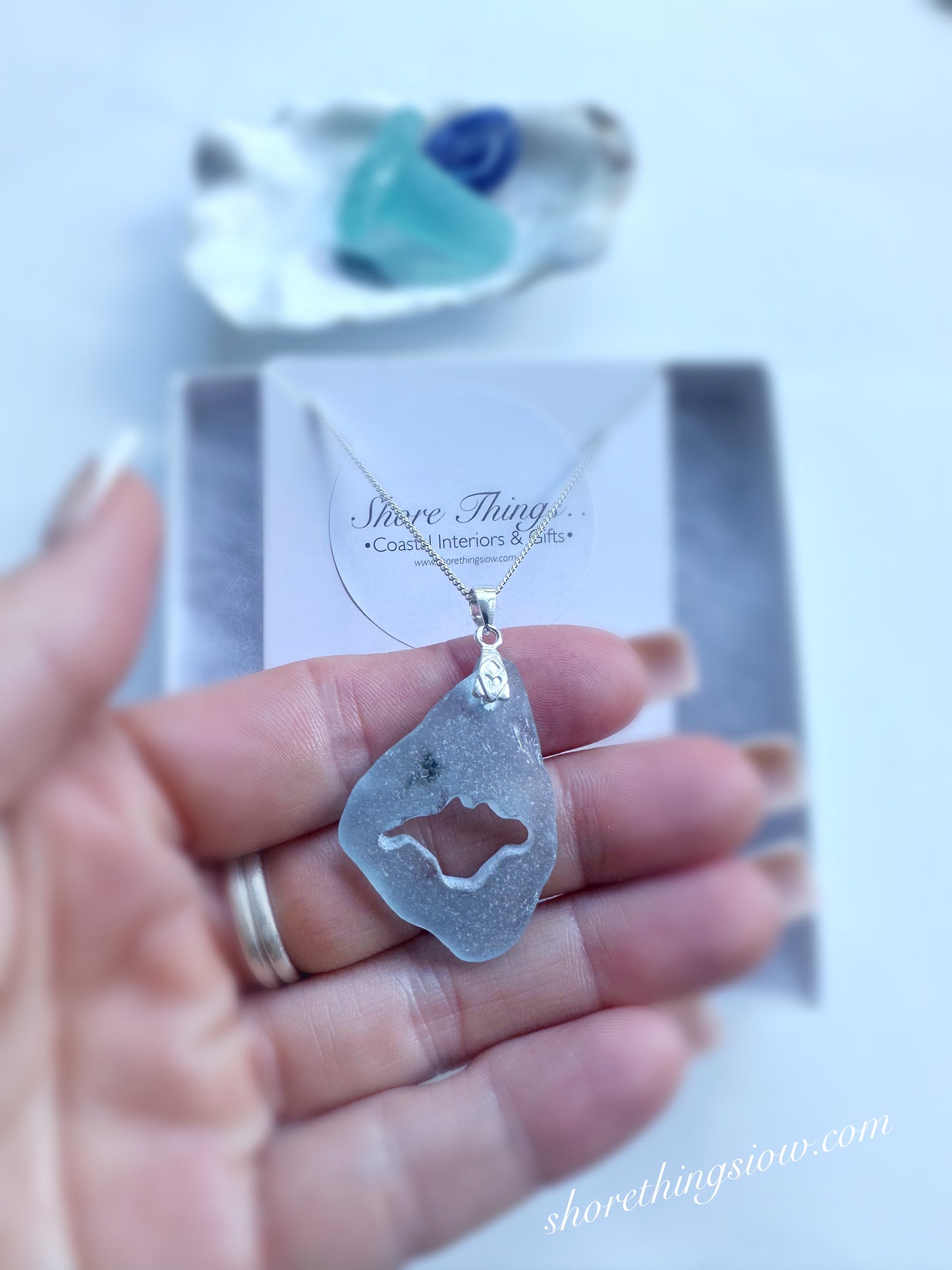 Sea Glass Isle of Wight Necklace 18” Stirling Silver