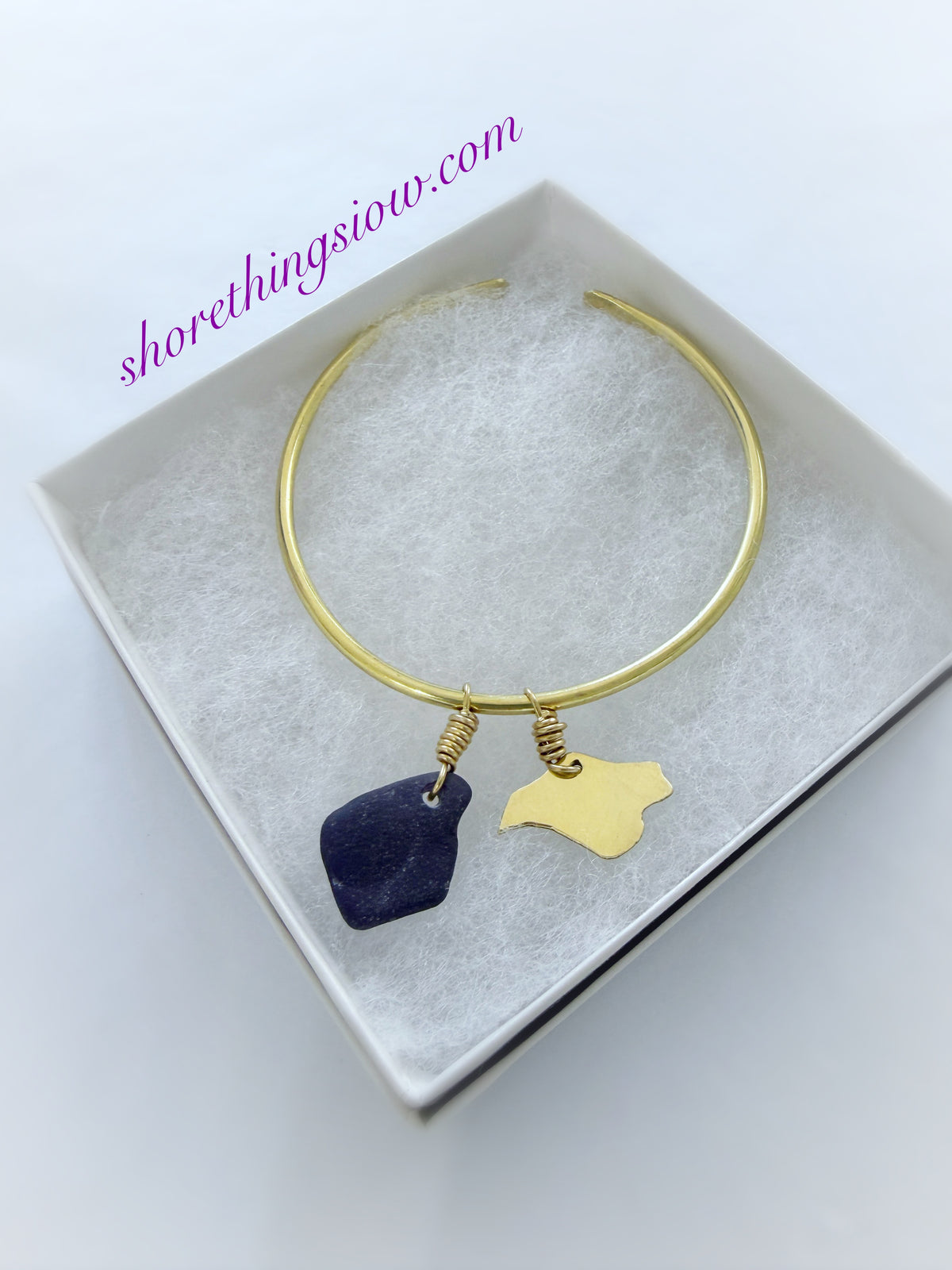 Brass Bangle Isle of Wight charm