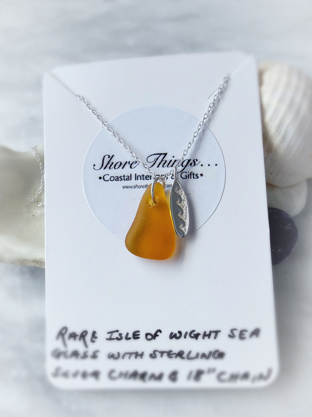 Rare yellow Sea glass Silver Necklace