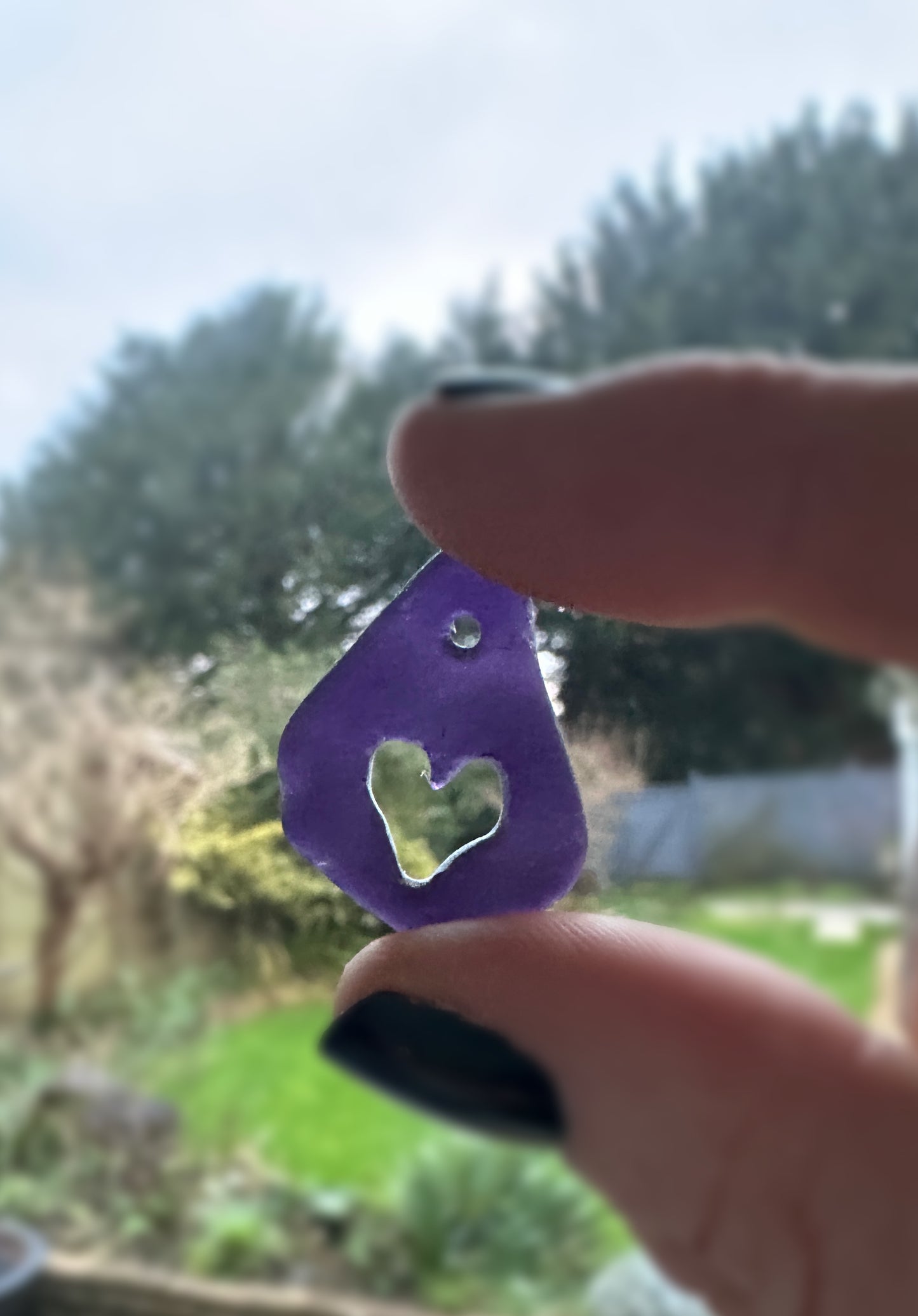 Purple Sea Glass Heart Necklace