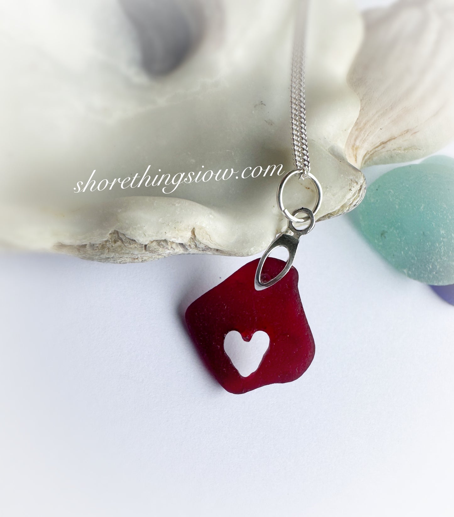 Red Sea Glass Heart Necklace