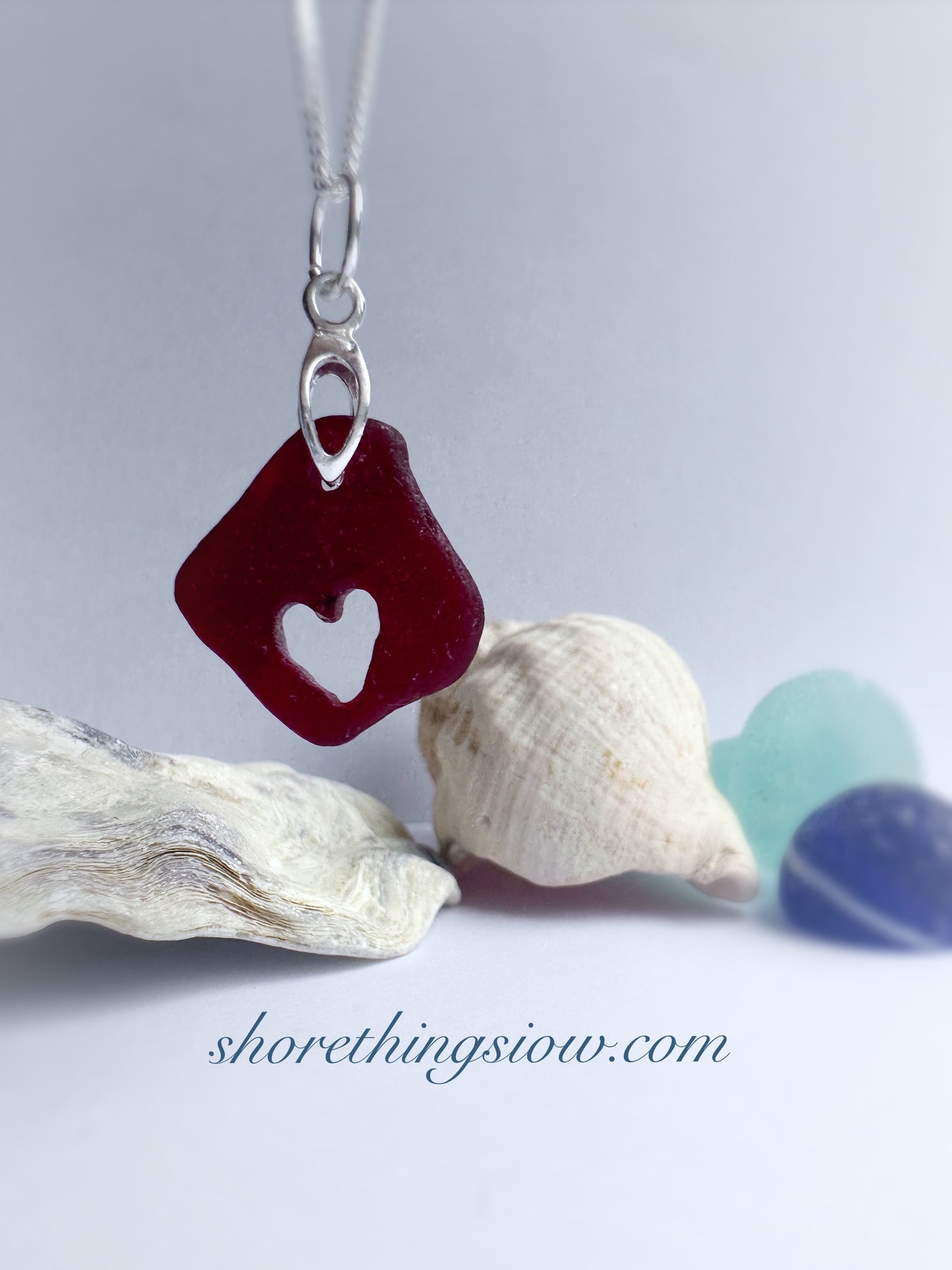 Red Sea Glass Heart Necklace