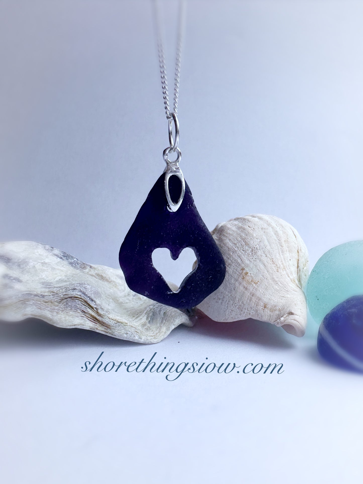 Purple Sea Glass Heart Necklace