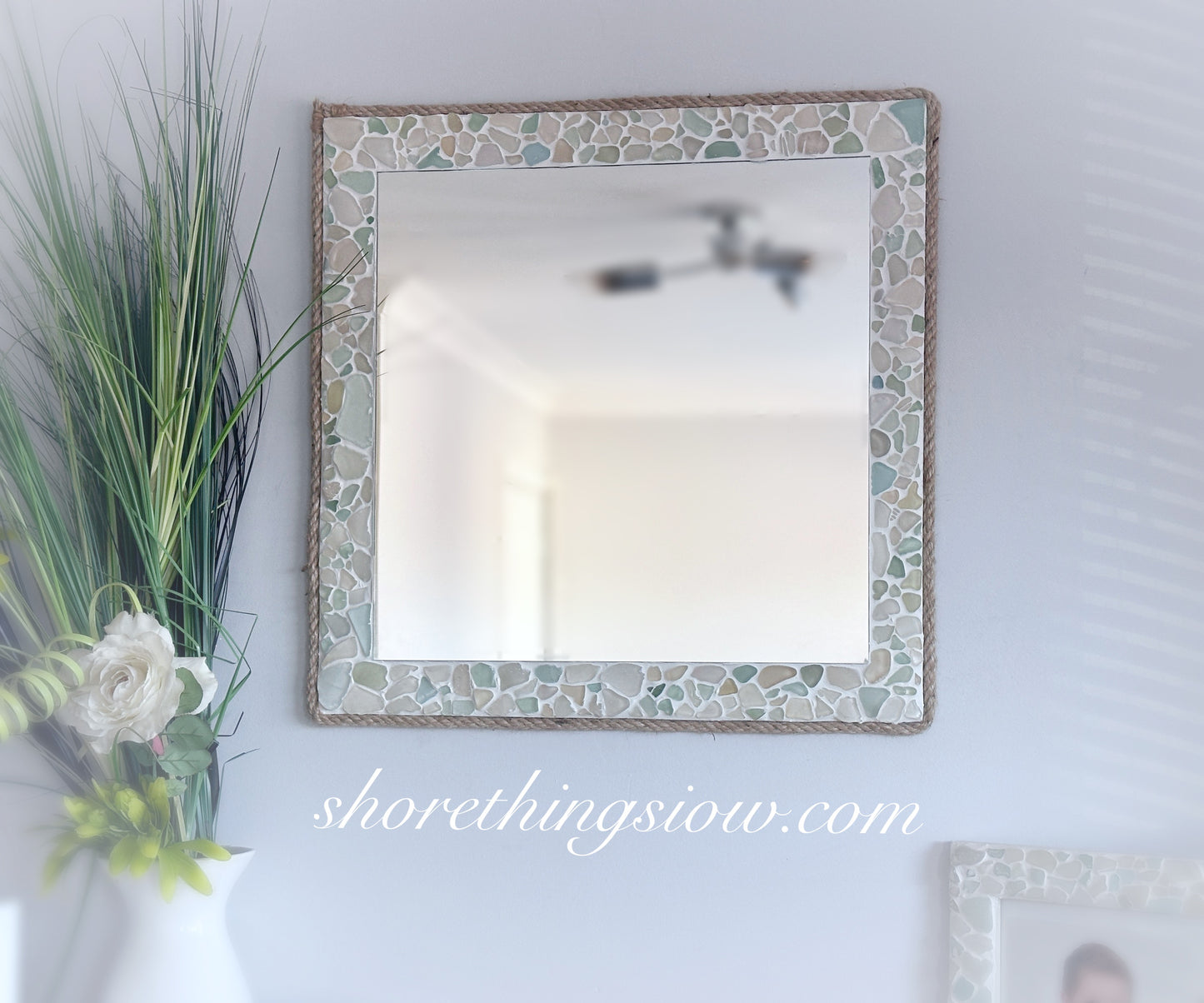 22” Square Sea Glass Mirror
