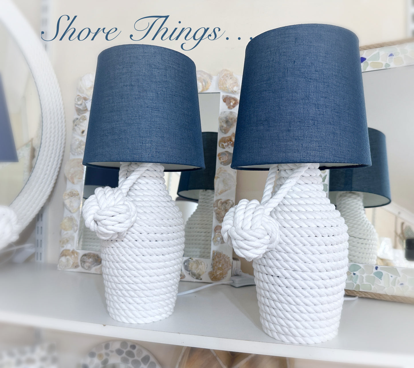 White Rope Lamp & Shade