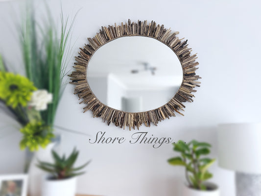 Large Oval Driftwood Mirror