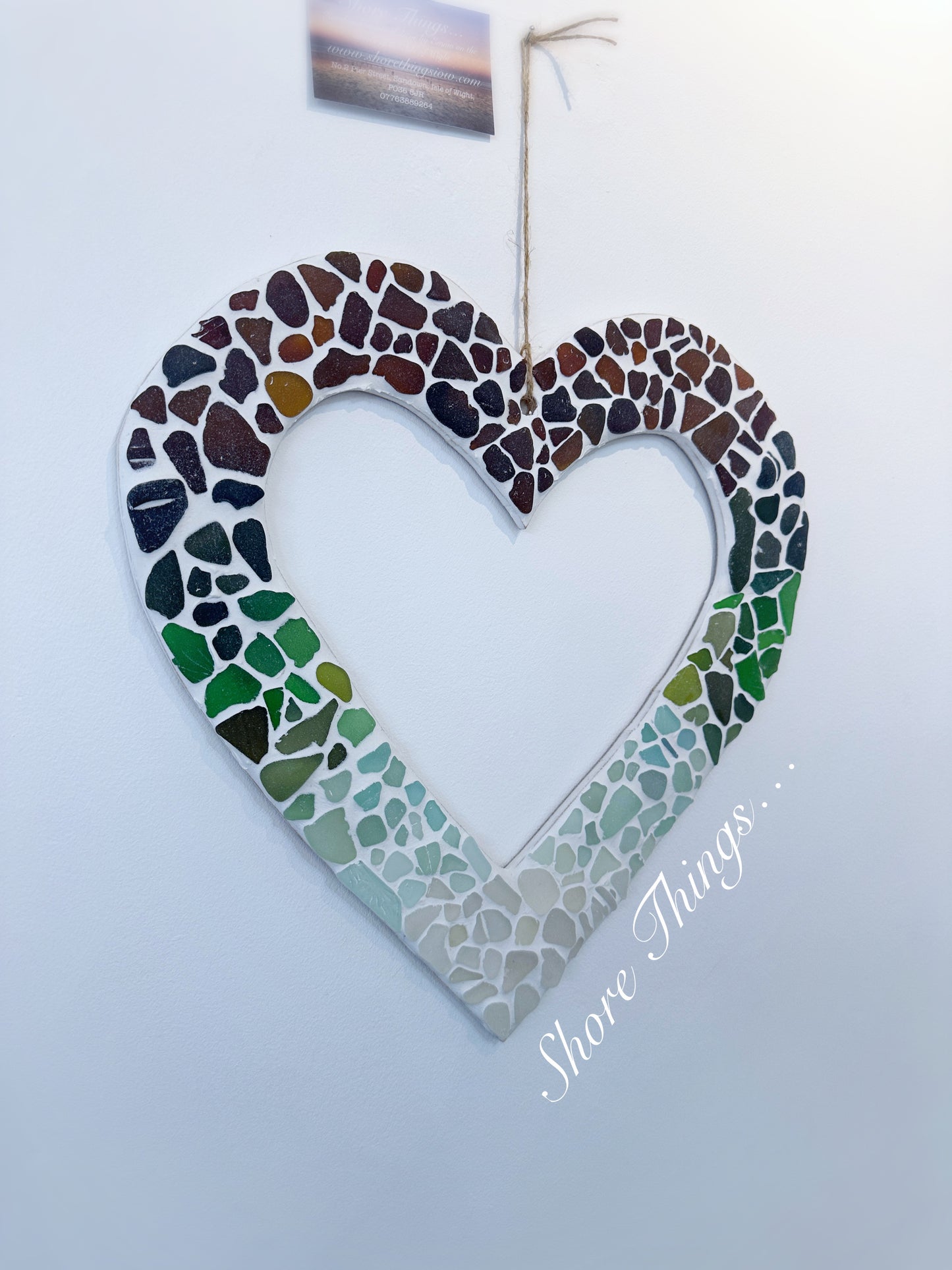 Sea Glass Ombrè Heart Wreath