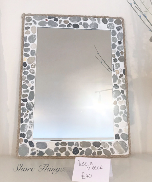 Grey Pebble Mirror 14x16”