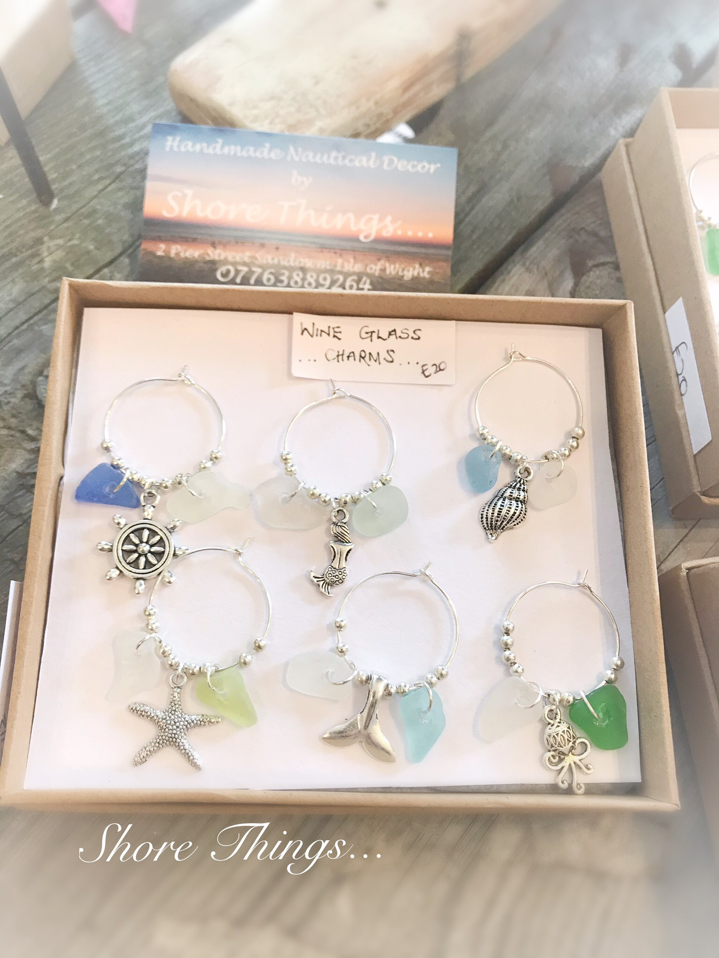 Sea Glass Wine Glass Charms