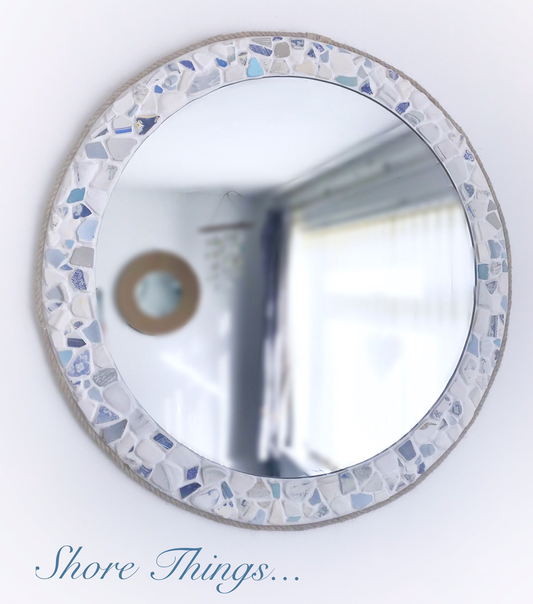 Sea Pottery Blue & White Mirror 22”