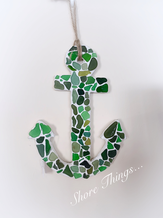 Sea Glass Anchor Green 12cm