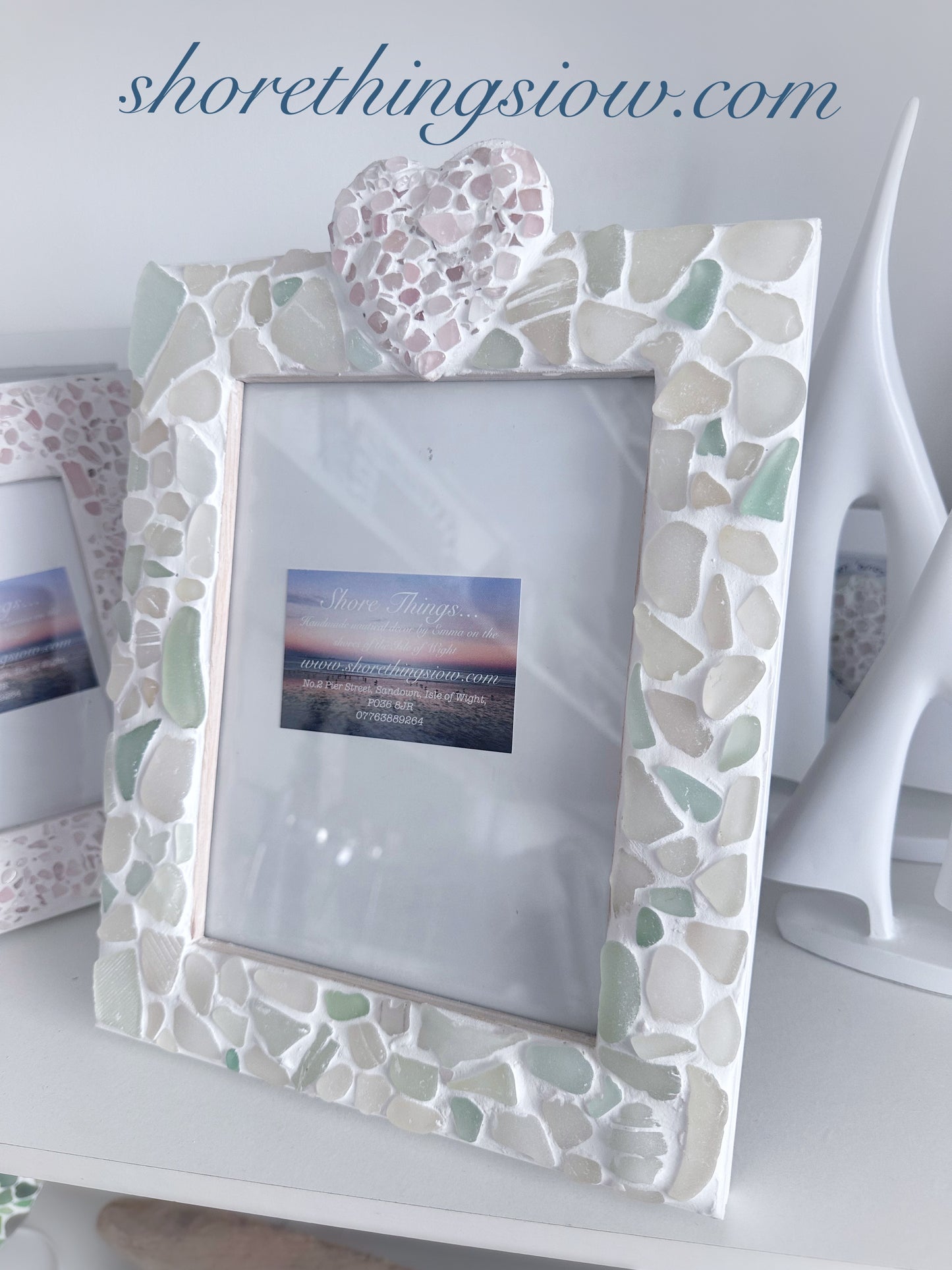 Sea Glass & Rose Quartz Photo Frame 8”x6”