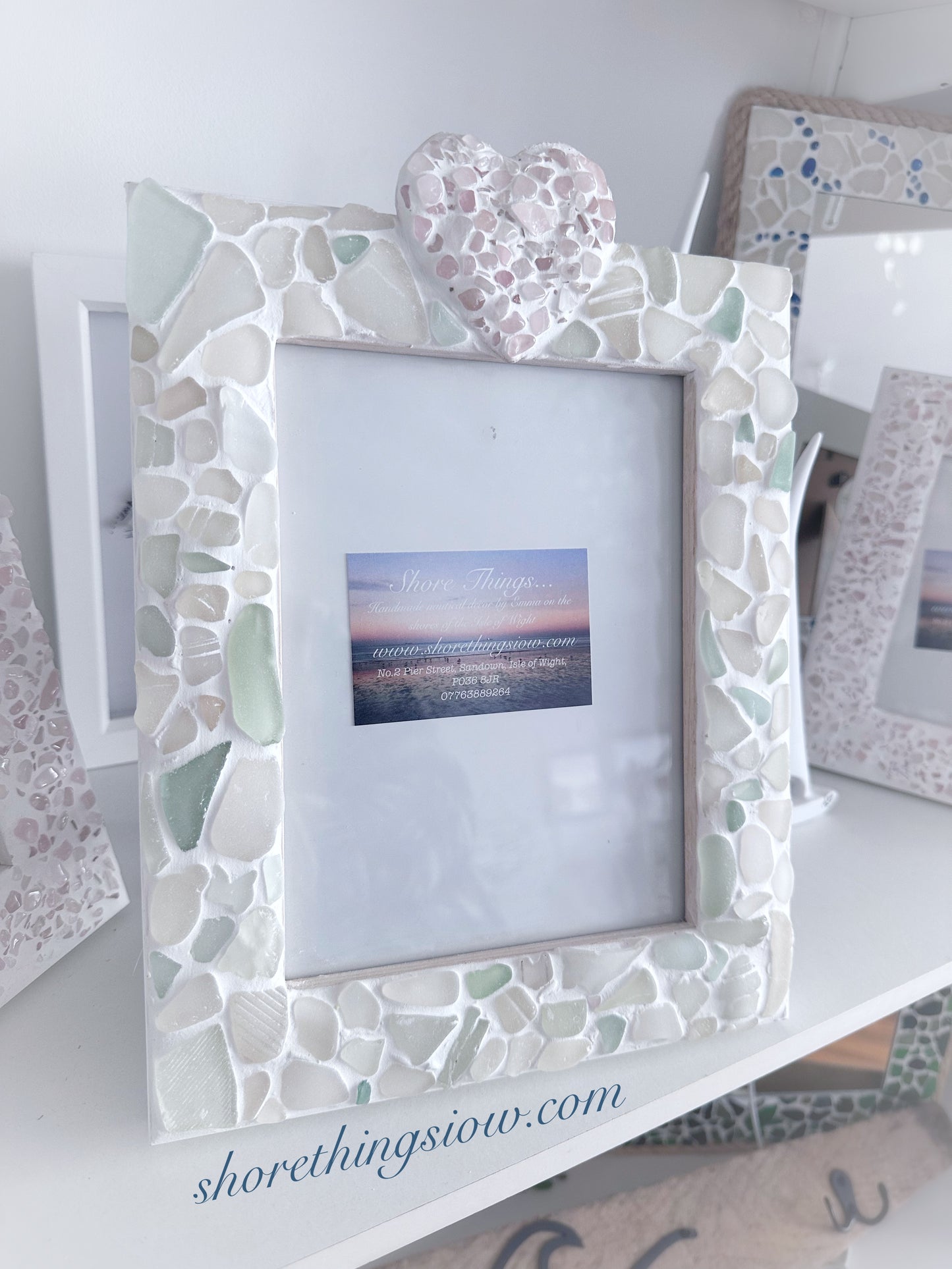 Sea Glass & Rose Quartz Photo Frame 8”x6”