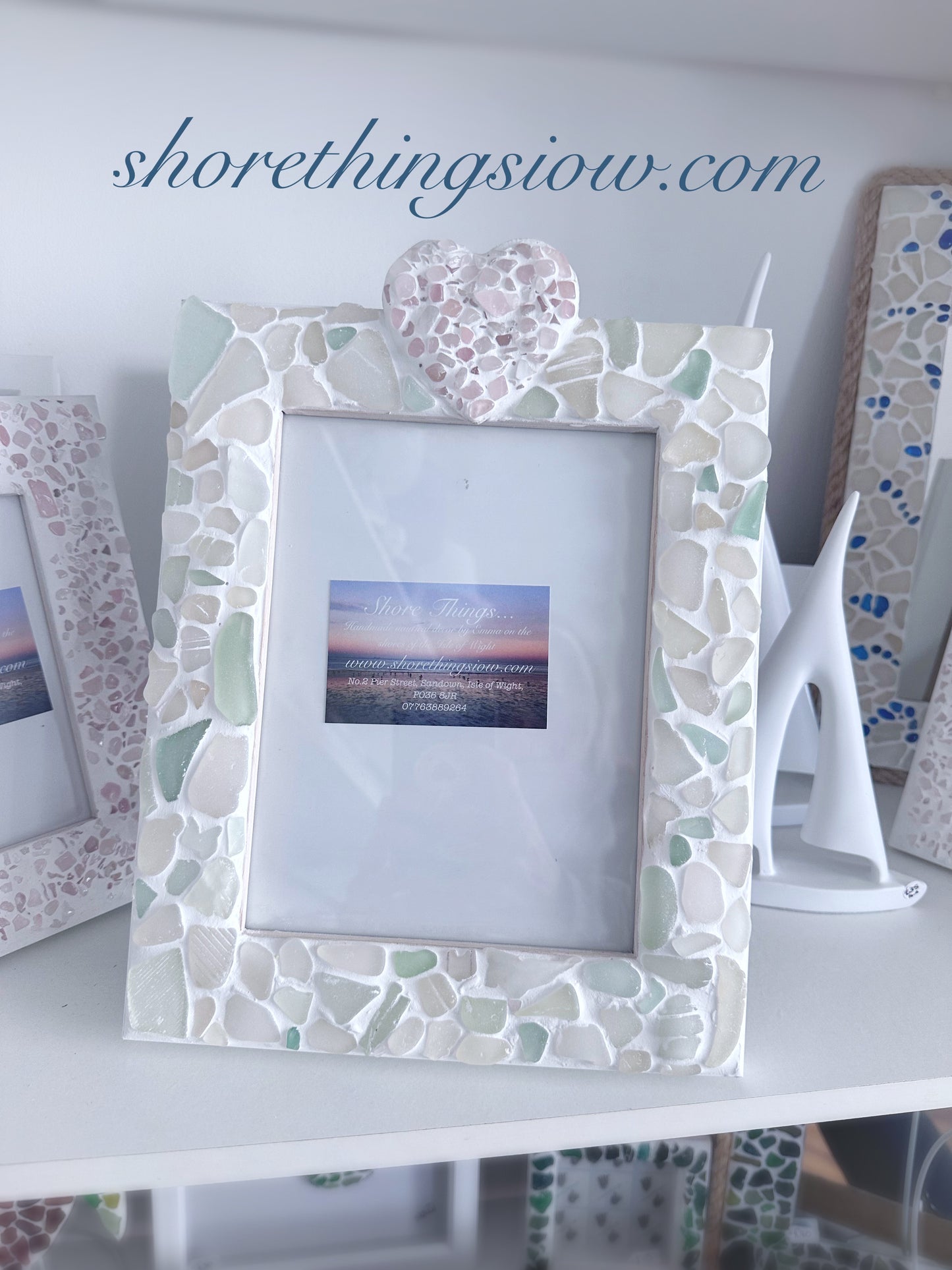Sea Glass & Rose Quartz Photo Frame 8”x6”
