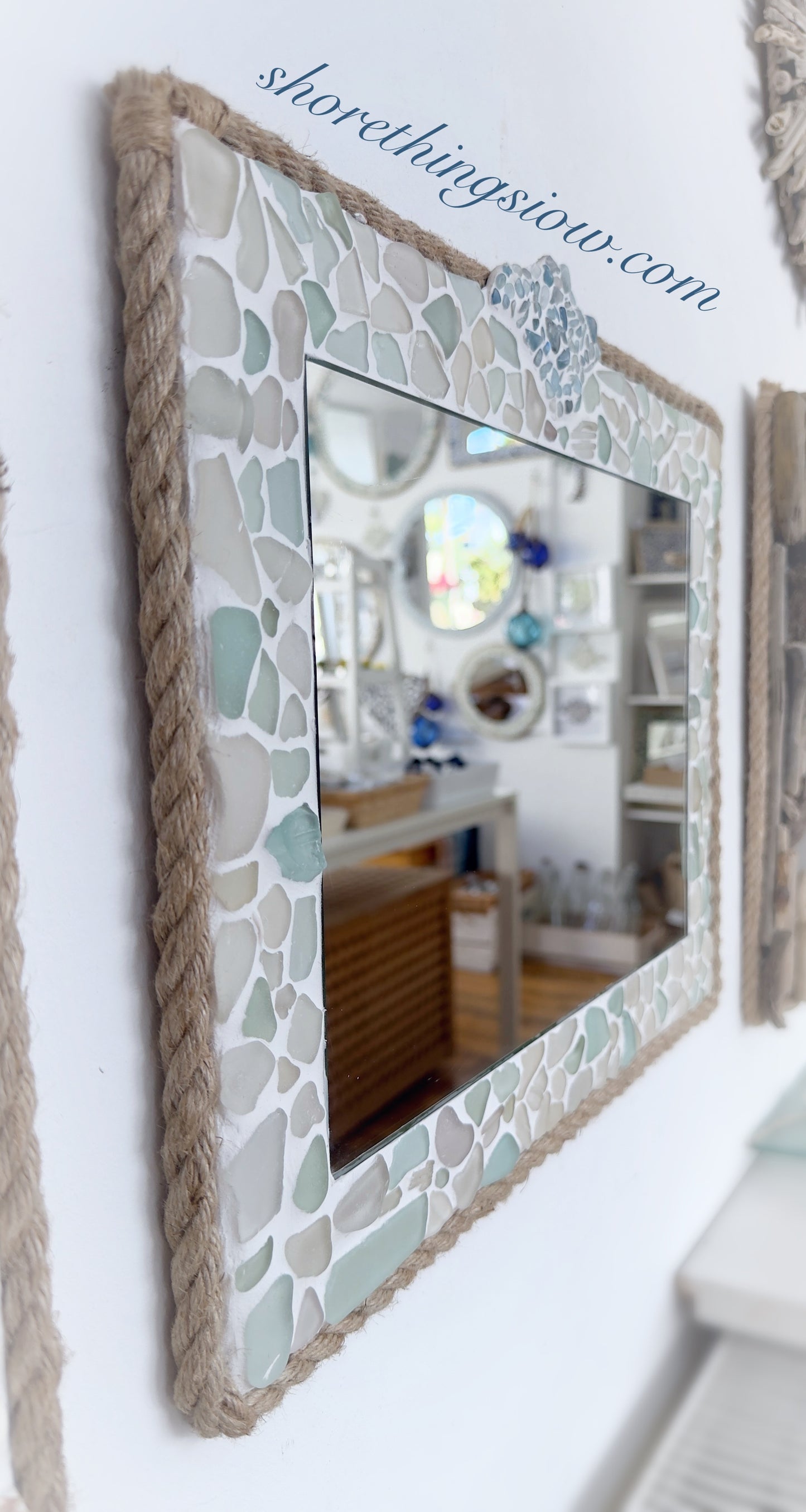 Sea Glass Isle of Wight Mirror 17”x14”