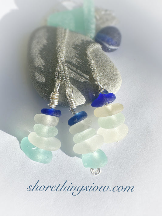 Sea Glass Stack Necklace 16”