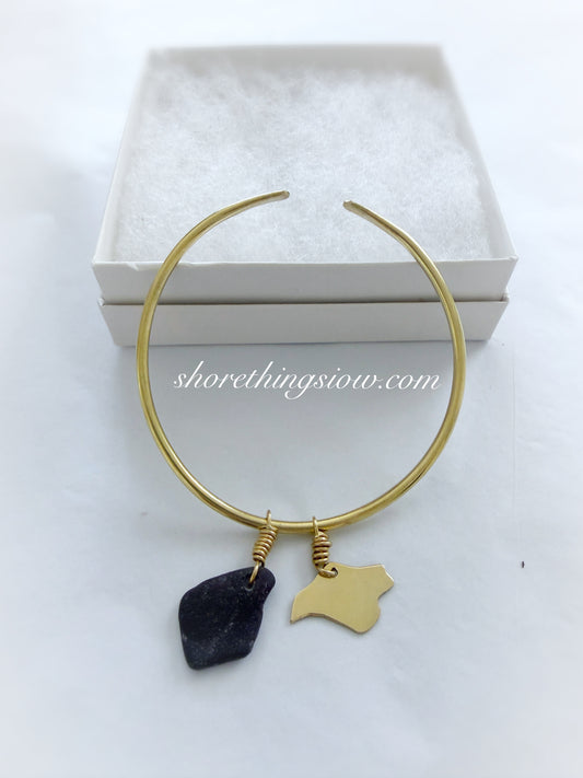 Brass Bangle Isle of Wight charm