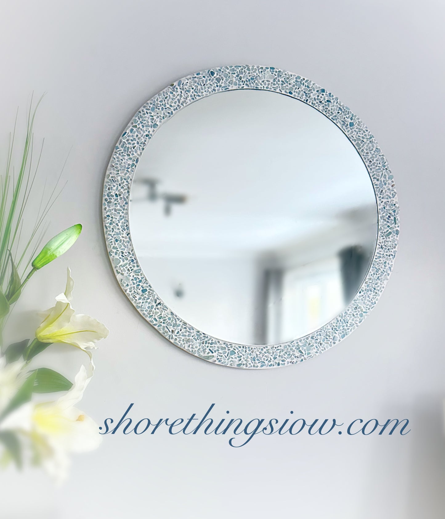 Aqua Marine 22” Round Mirror