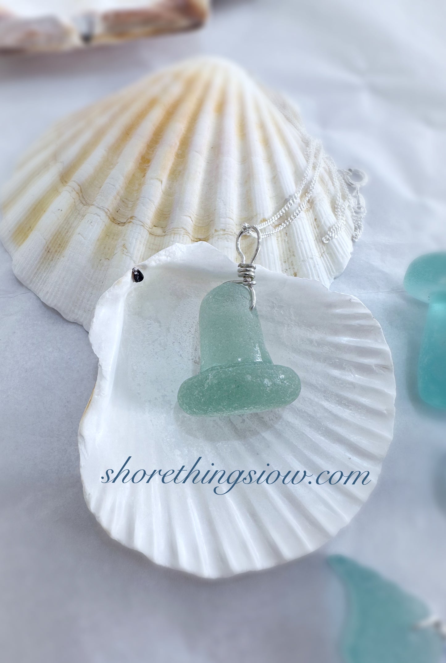 Sea Glass Bottle Stopper Necklace 18” Stirling Silver