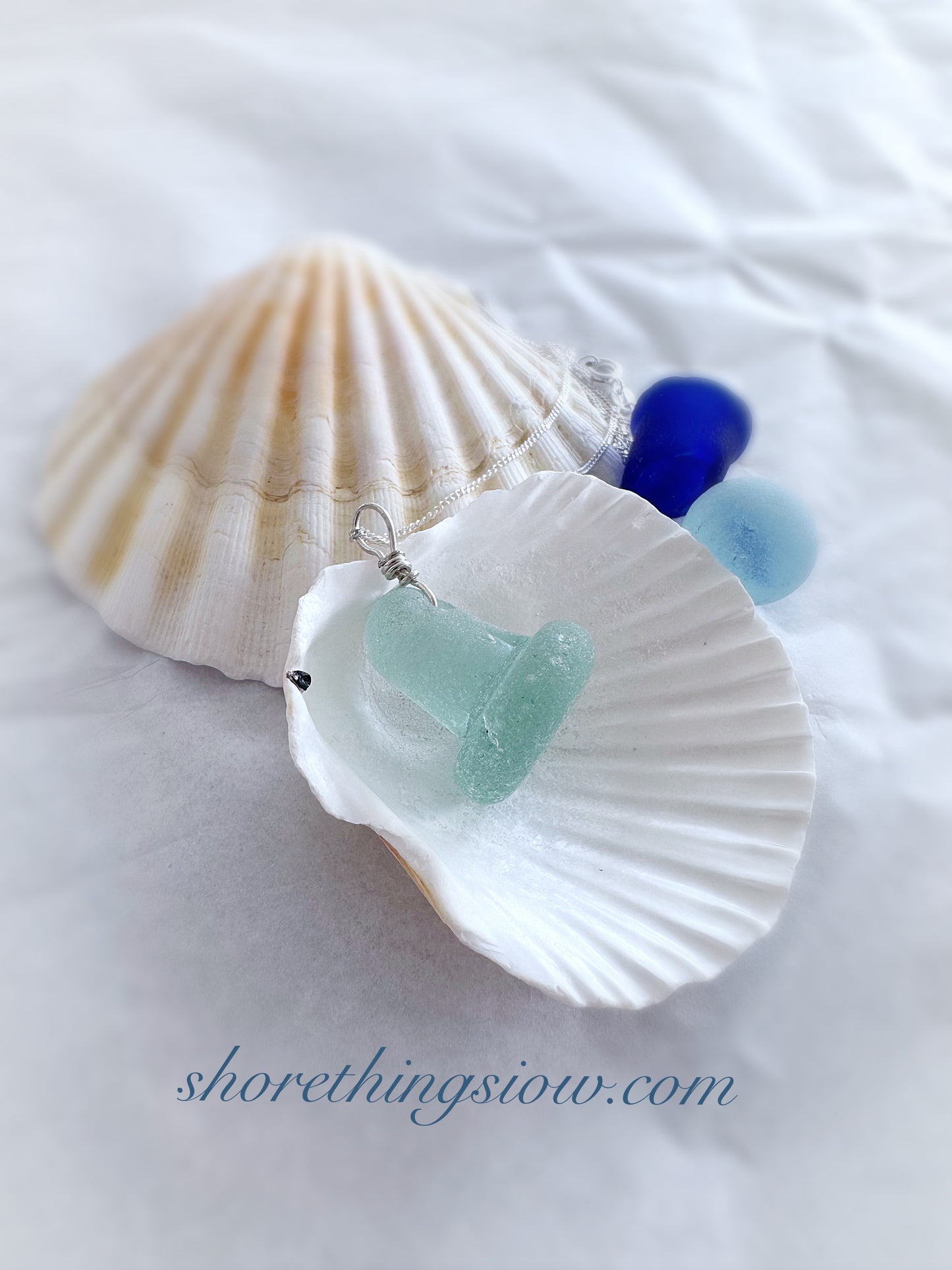 Sea Glass Bottle Stopper Necklace 18” Stirling Silver