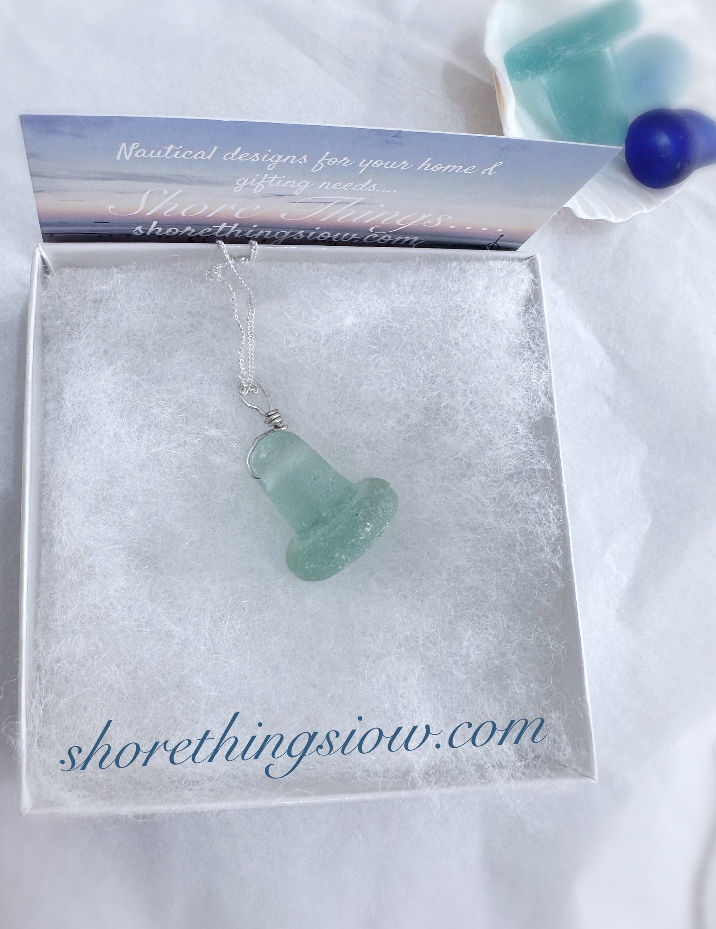 Sea Glass Bottle Stopper Necklace 18” Stirling Silver