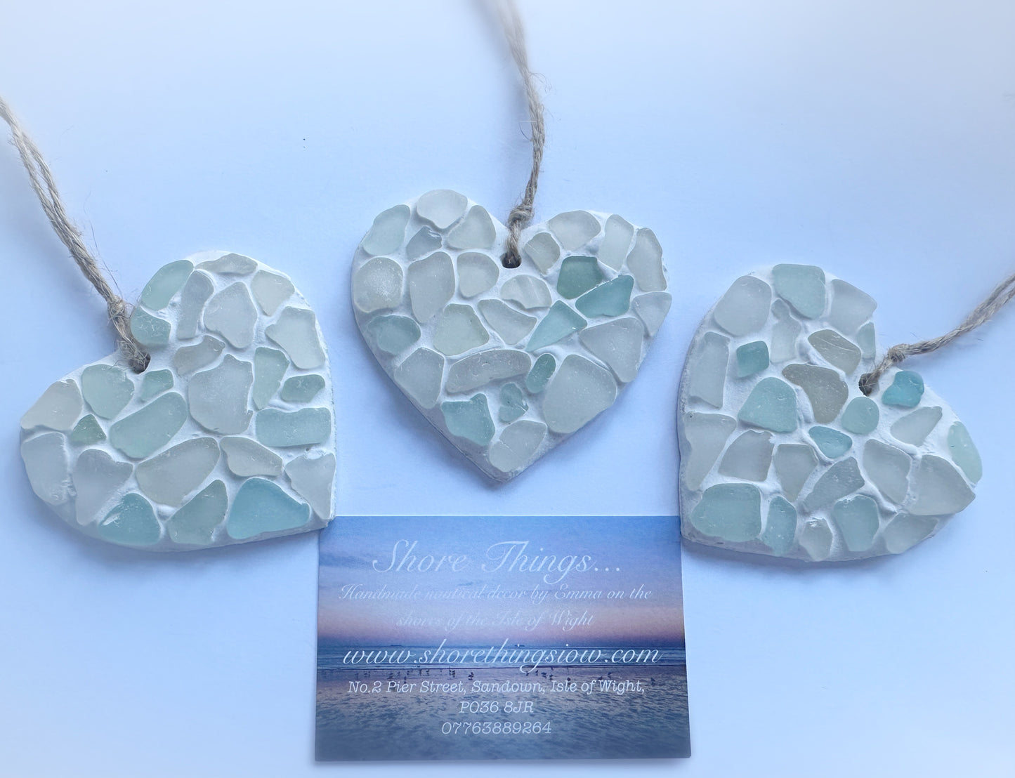Mini Sea Glass Hanging Heart