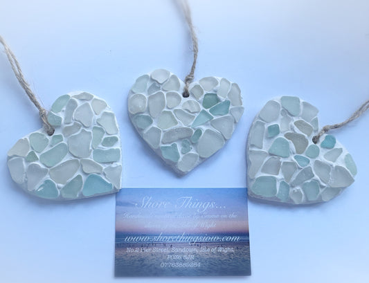 Mini Sea Glass Hanging Heart