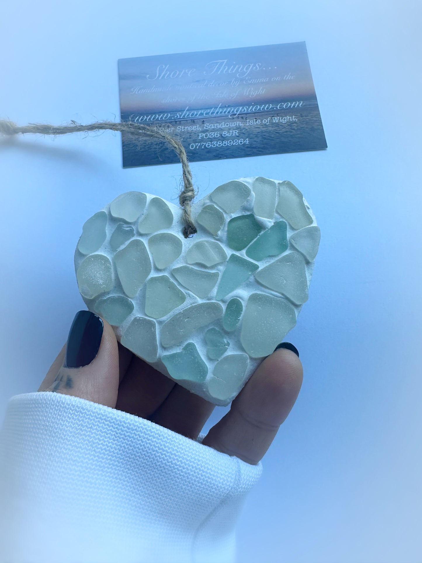 Mini Sea Glass Hanging Heart