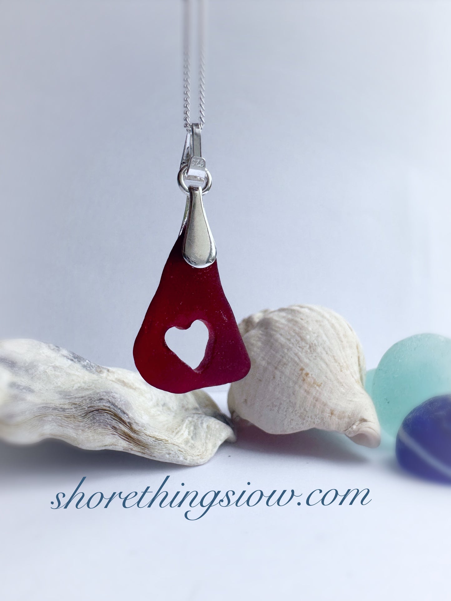 Red Sea Glass Heart Necklace