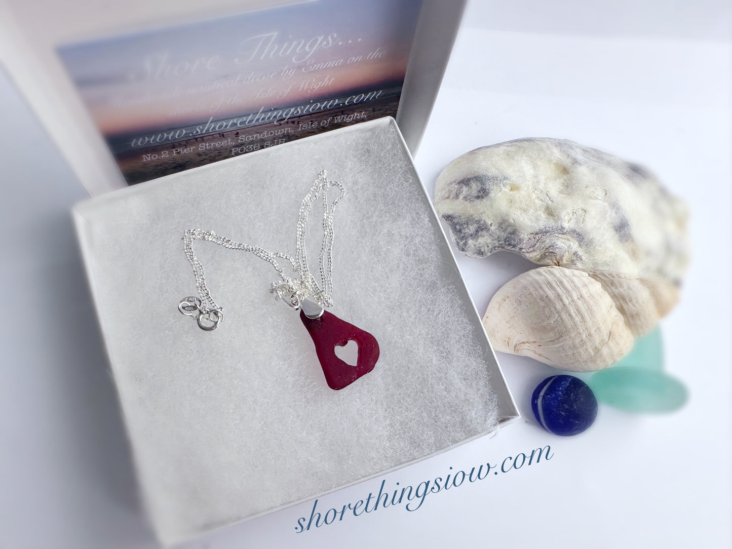 Red Sea Glass Heart Necklace