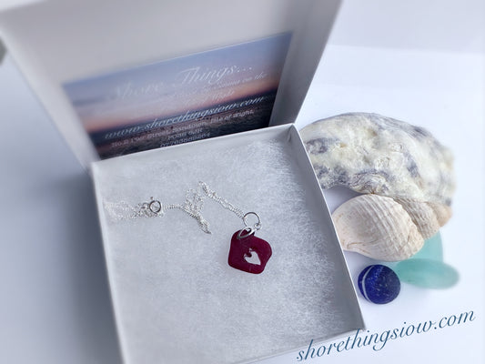 Red Sea Glass Heart Necklace