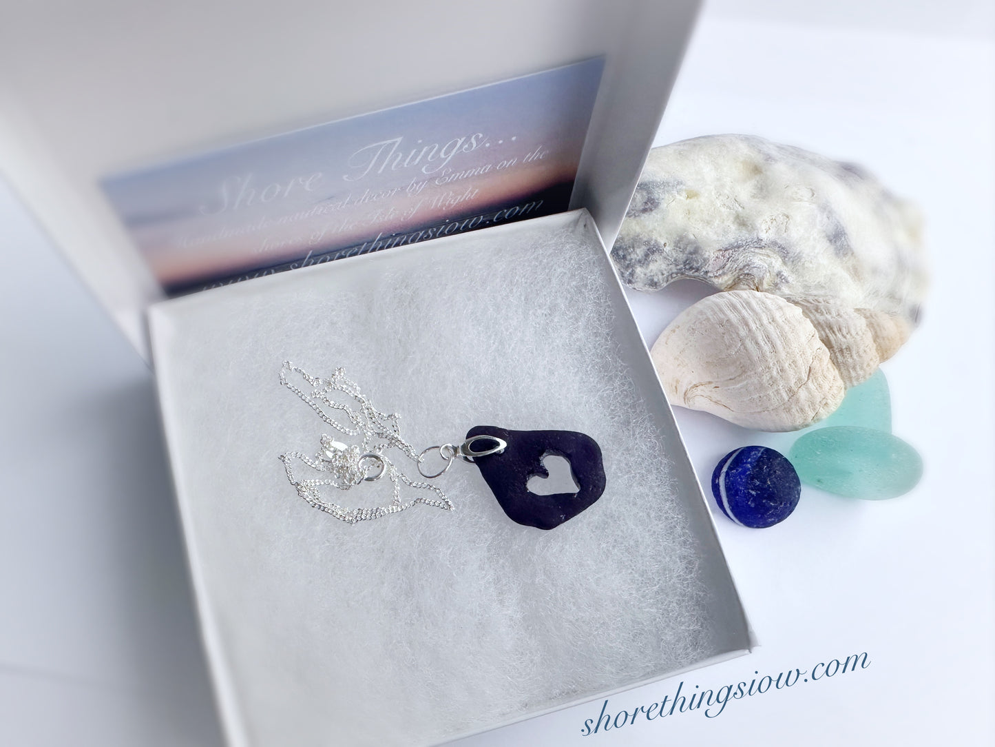 Purple Sea Glass Heart Necklace