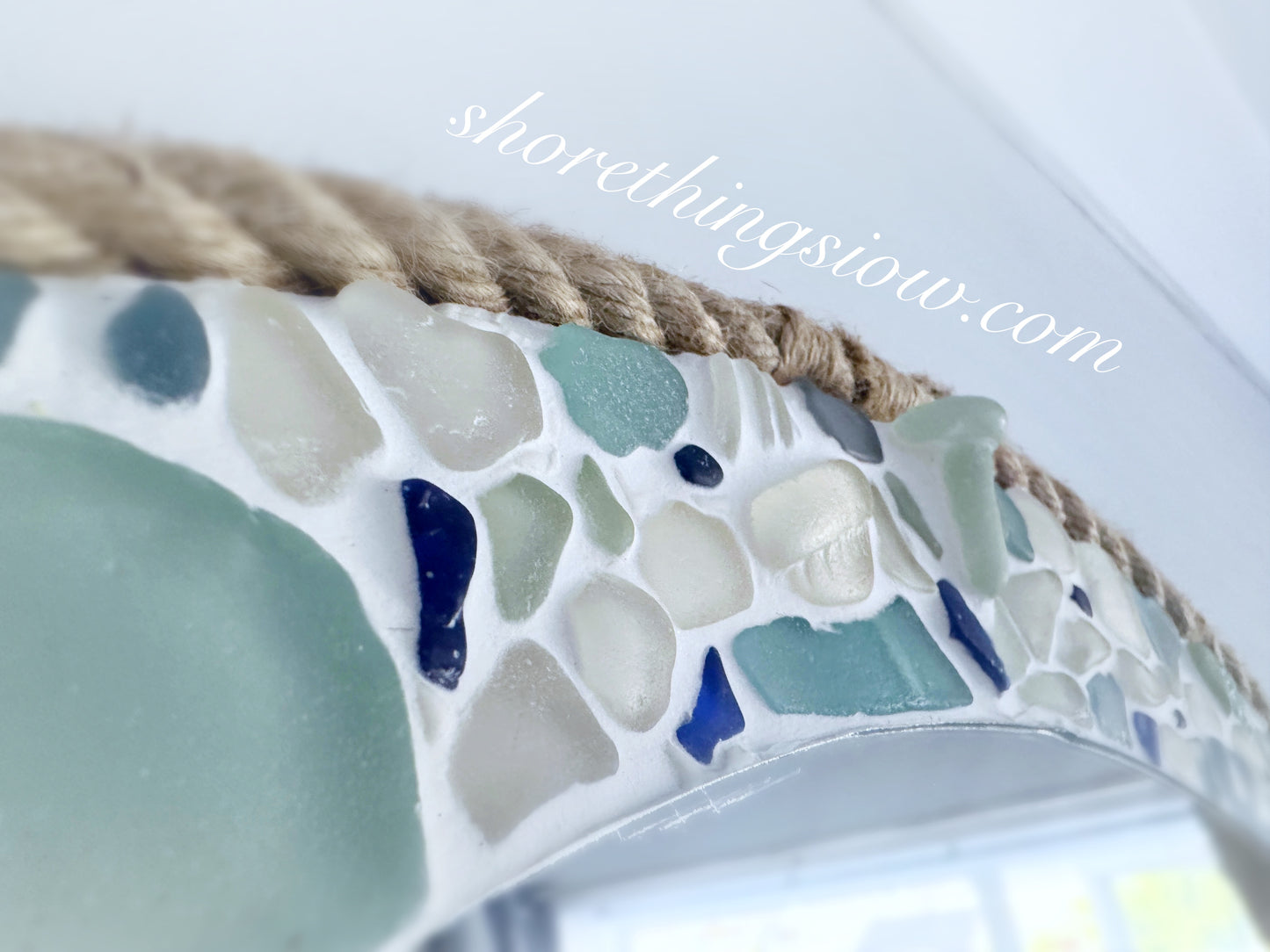 Blue Sea Glass & Stopper 22” Mirror