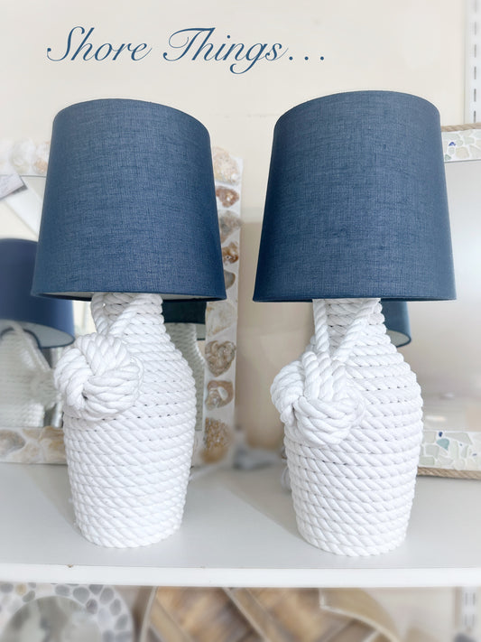 White Rope Lamp & Shade