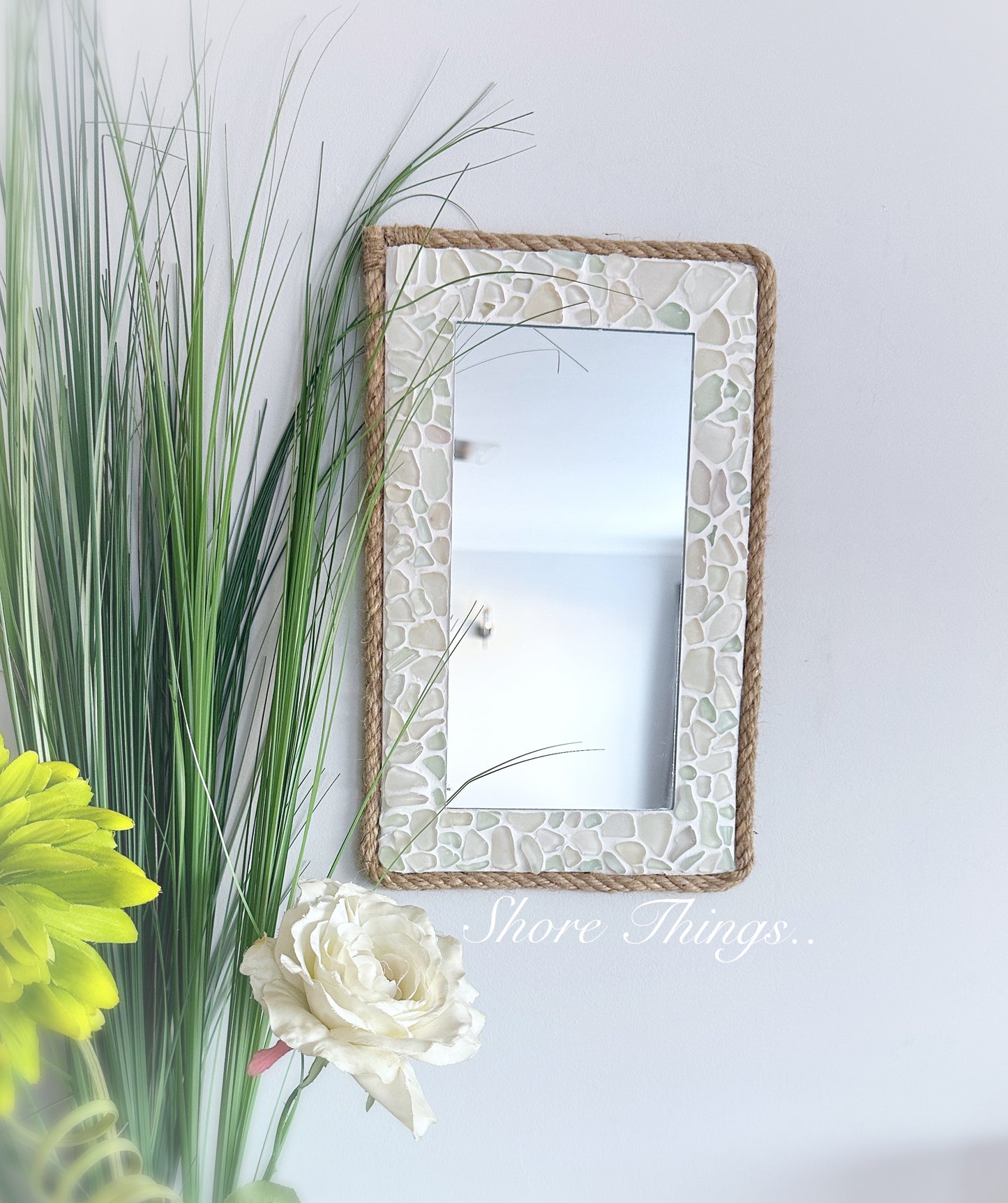 Sea Glass Mirror 15”x9”
