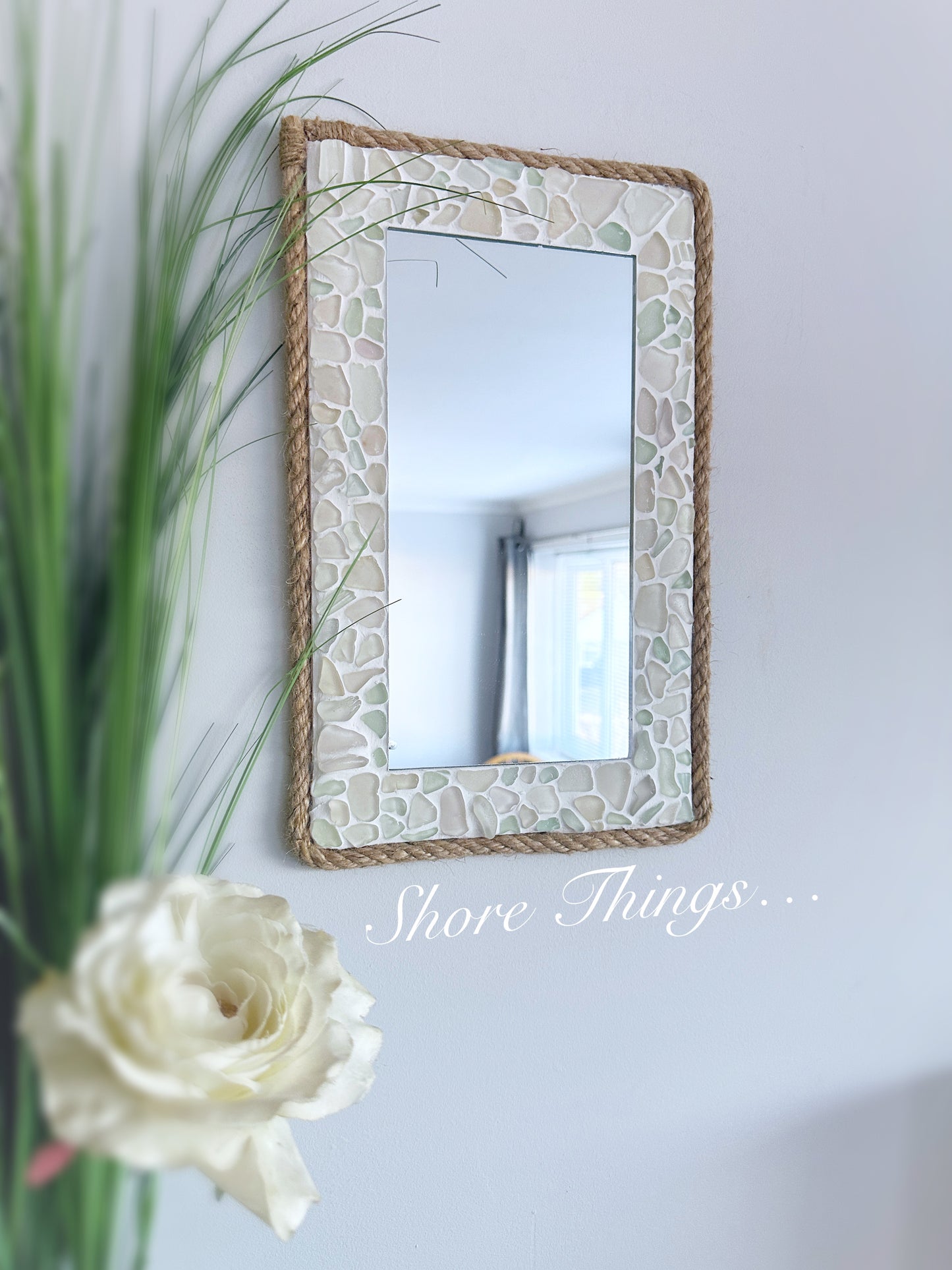 Sea Glass Mirror 15”x9”