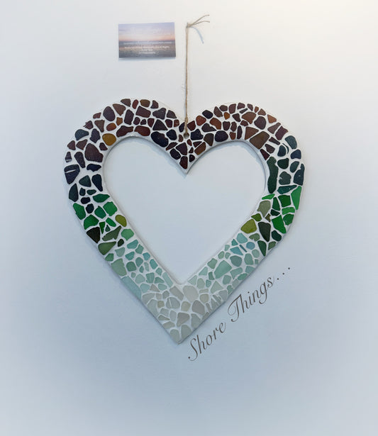 Sea Glass Ombrè Heart Wreath