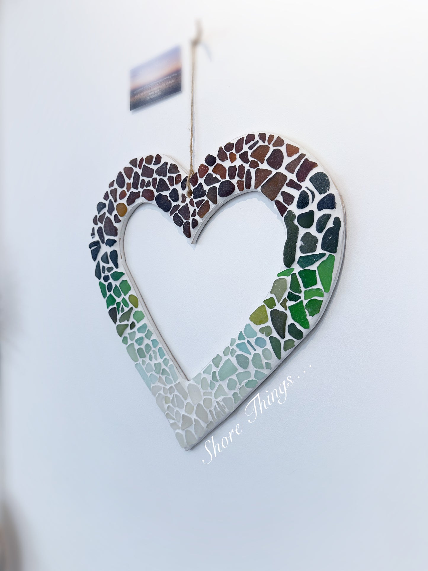 Sea Glass Ombrè Heart Wreath