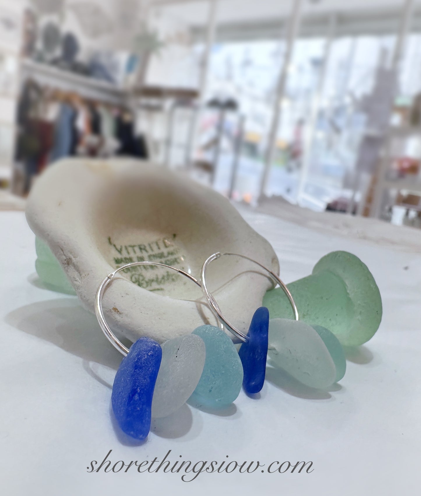 Sea Glass .925 Hoop Earrings