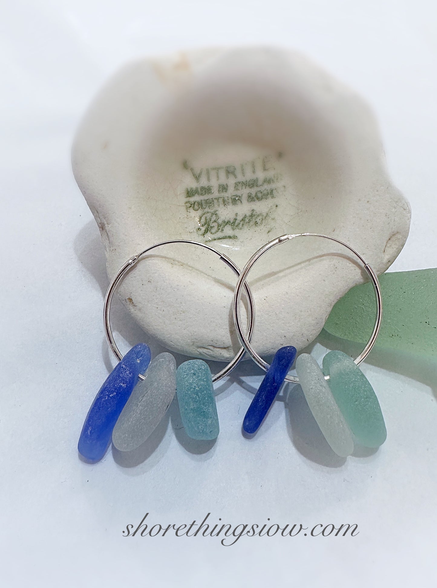 Sea Glass .925 Hoop Earrings
