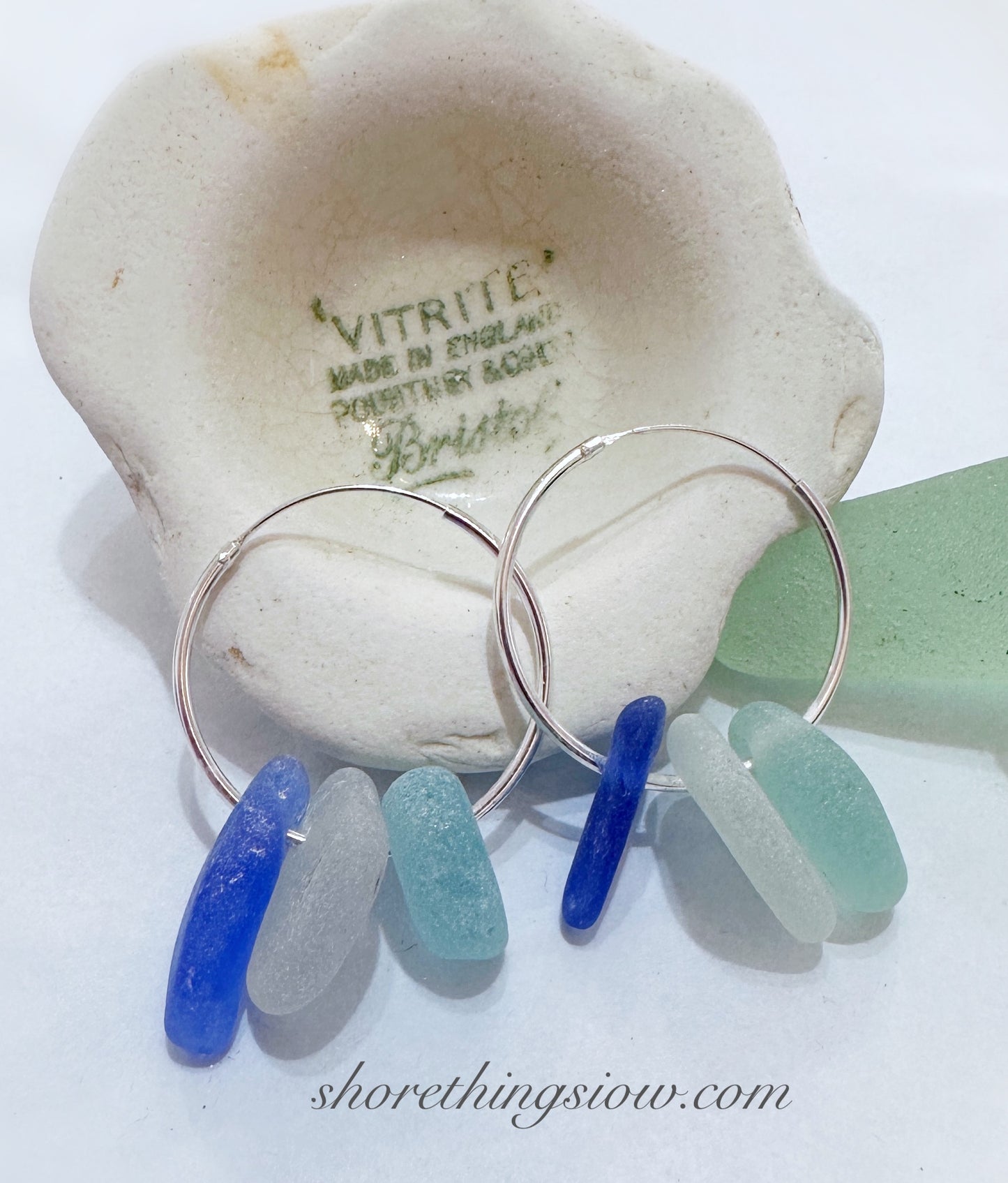 Sea Glass .925 Hoop Earrings