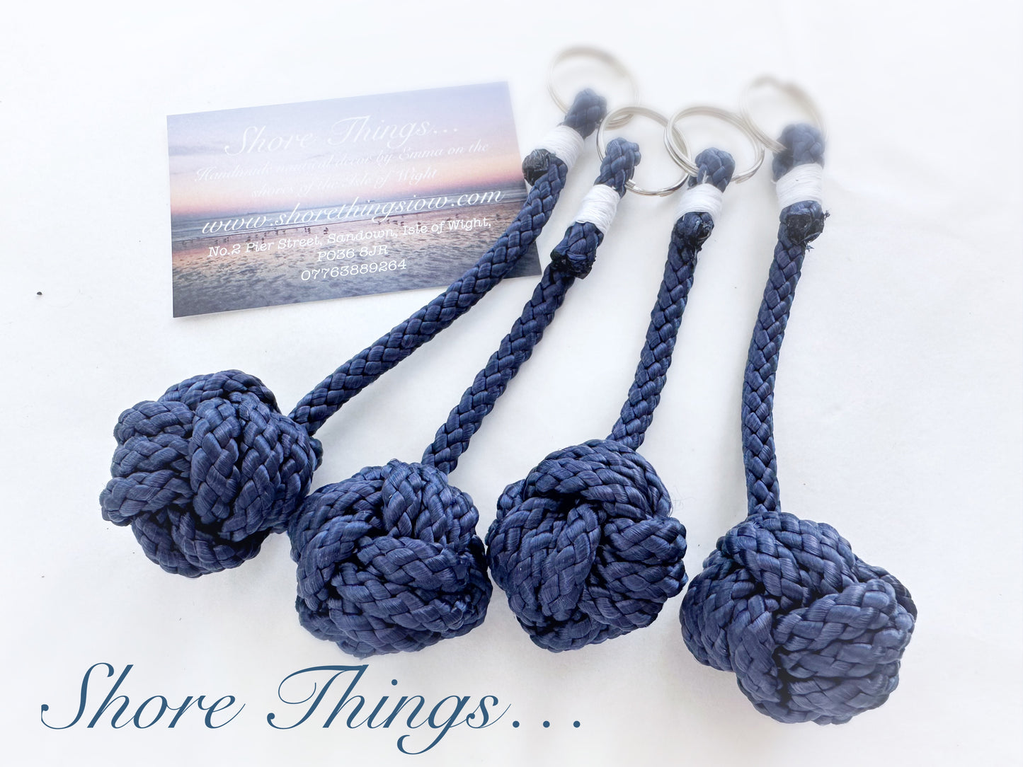 Blue & White Monkeys Fist Rope Key Ring