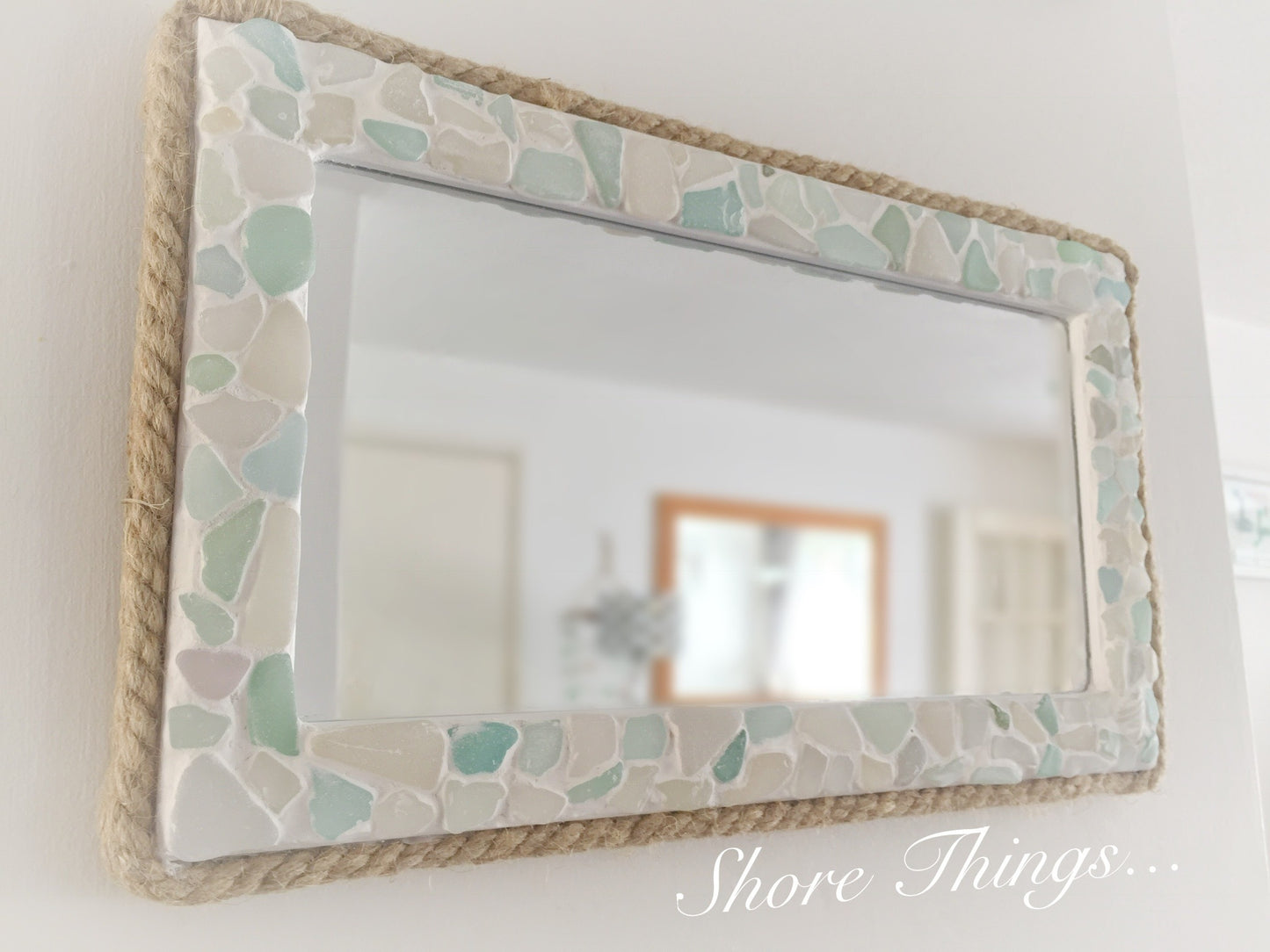 Sea Glass Mirror 15”x9”