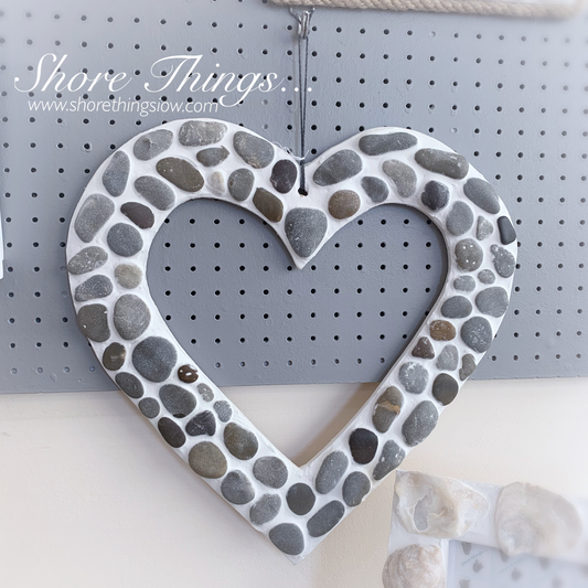 Grey Pebble Heart Wreath