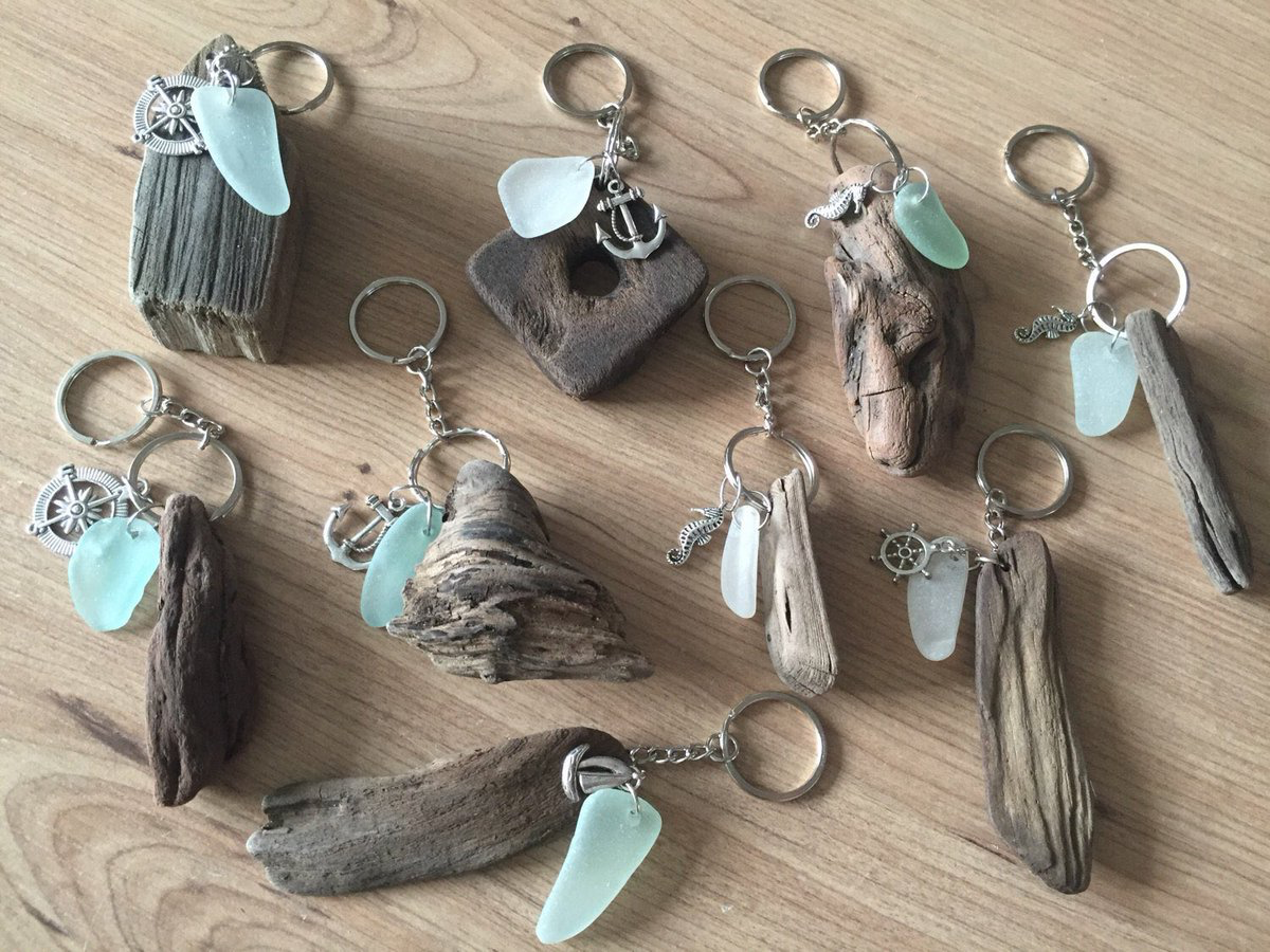 Driftwood & Sea Glass Keyring